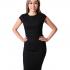 Short Sleeve Black Bodycon Midi Dress For Women