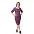 Women Royal Navy Blue And Red Plaid Long Sleeve Bodycon Dress