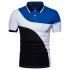 Men's Patchwork Chinoiserie Cotton Collared Half Sleeve Blue White And Black Polo Shirts