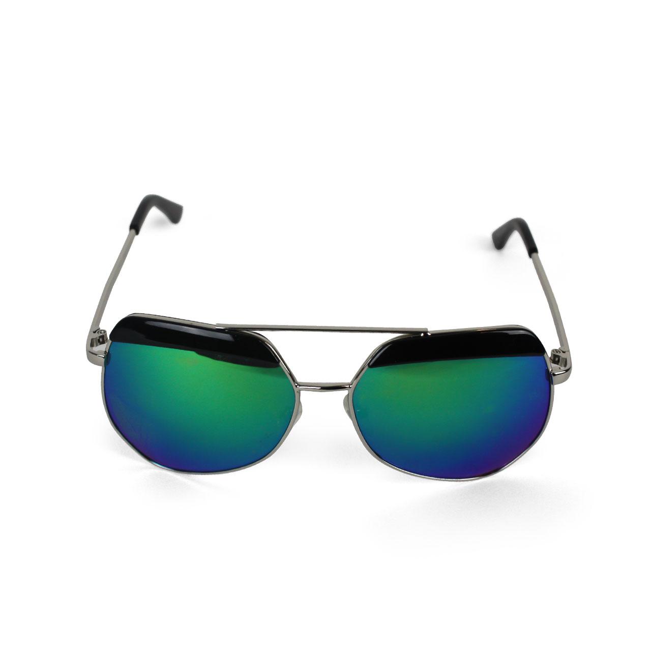 UV Protected Ocean Blue Mirrored Aviator Sunglasses Mens With Silver Metal And Black Frame