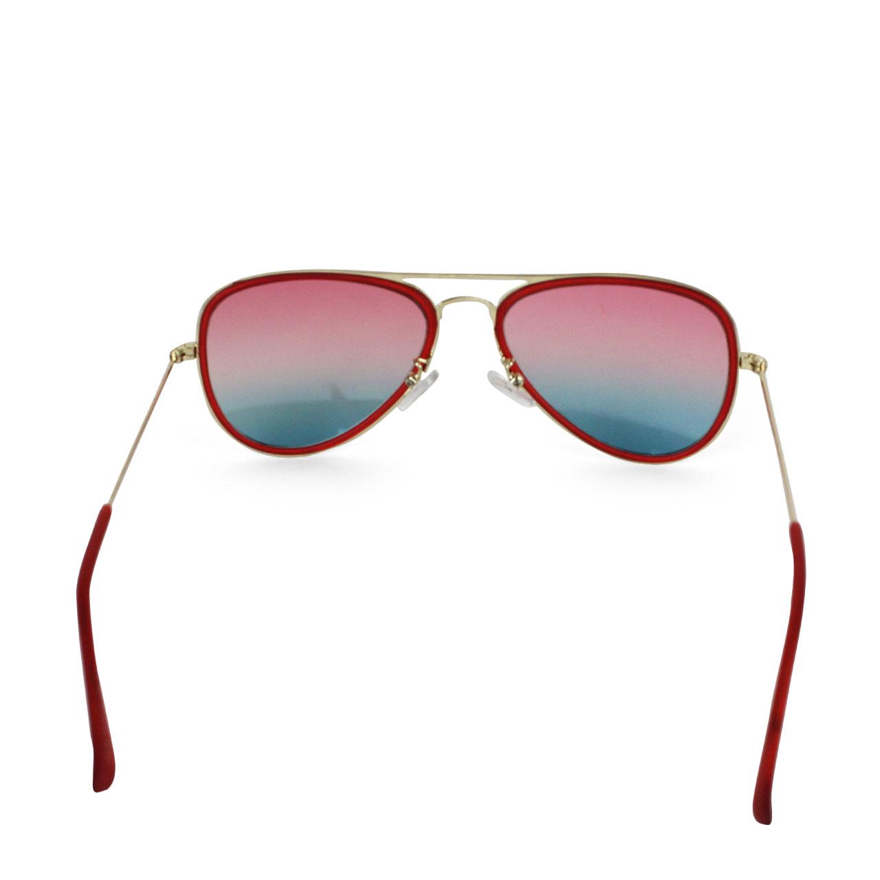 Crimson Red Frame Rimmed Aviator Sunglasses With Metal Frame