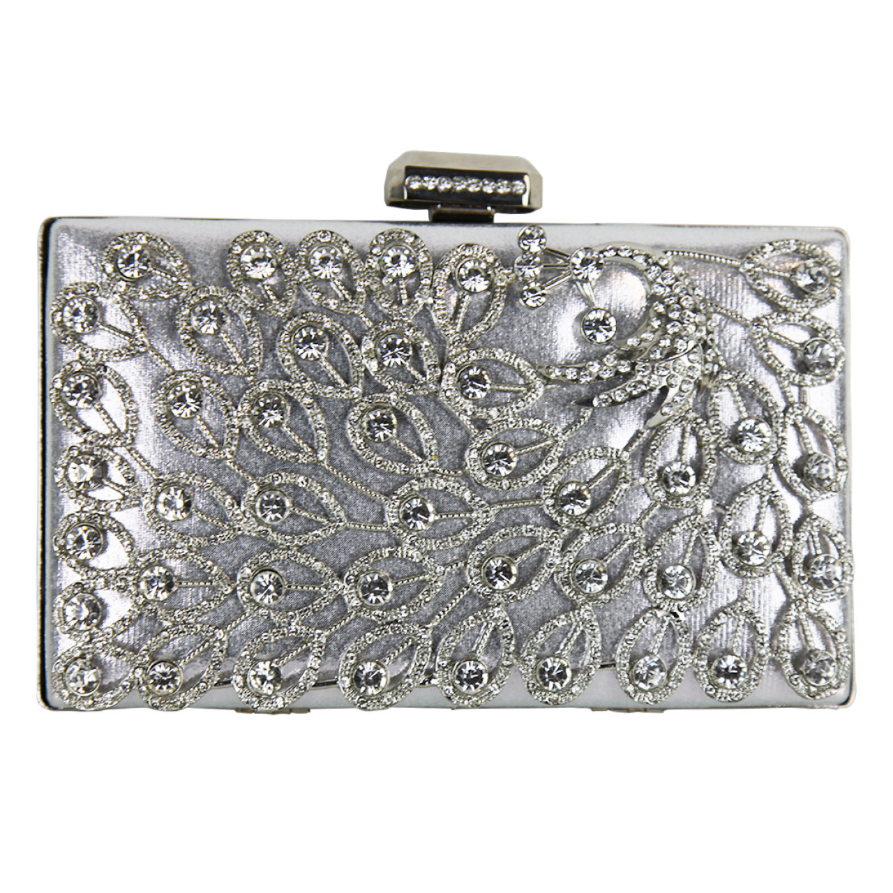 Embroidery Party Silver Clutch