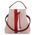 Zeekas Brand Women Stylish Solid Tote Bag Shoulder Strap Sling Bucket Pattern Drawstring Bag Pink With Red And White