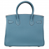 Women's Blue Satchel Purse Top Handle Tote Designer Shoulder Bag With Silver Hardware